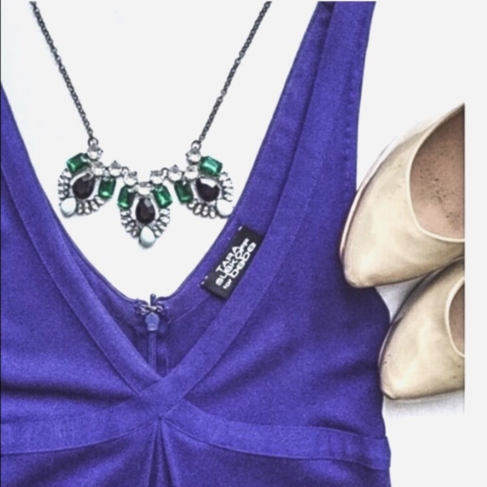 Bebe Blue Low Cut Dress